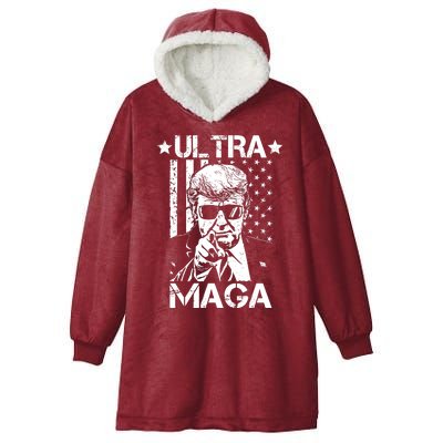 Ultra Maga Donald Trump USA Flag Hooded Wearable Blanket