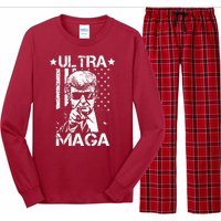 Ultra Maga Donald Trump USA Flag Long Sleeve Pajama Set