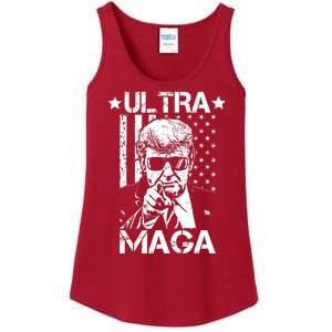 Ultra Maga Donald Trump USA Flag Ladies Essential Tank