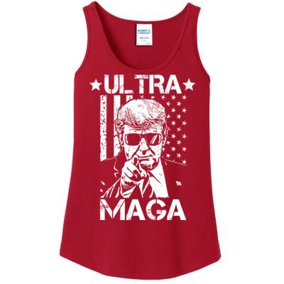 Ultra Maga Donald Trump USA Flag Ladies Essential Tank