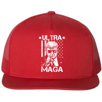 Ultra Maga Donald Trump USA Flag Flatbill Hat