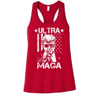 Ultra Maga Donald Trump USA Flag Women's Racerback Tank