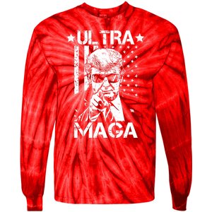 Ultra Maga Donald Trump USA Flag Tie-Dye Long Sleeve Shirt