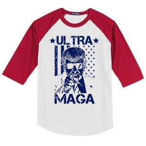 Ultra Maga Donald Trump USA Flag Kids Colorblock Raglan Jersey