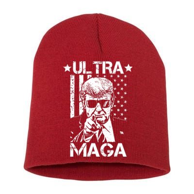 Ultra Maga Donald Trump USA Flag Short Acrylic Beanie