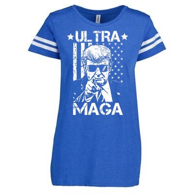 Ultra Maga Donald Trump USA Flag Enza Ladies Jersey Football T-Shirt