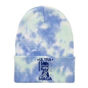 Ultra Maga Donald Trump USA Flag Tie Dye 12in Knit Beanie