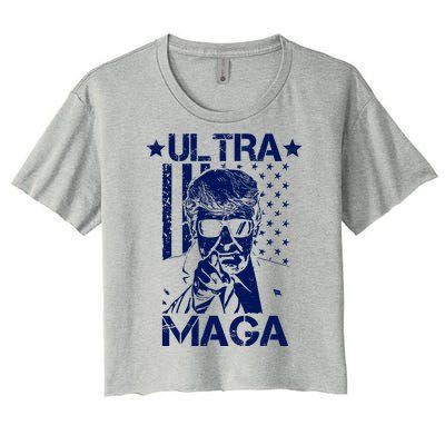 Ultra Maga Donald Trump USA Flag Women's Crop Top Tee