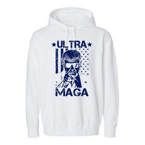 Ultra Maga Donald Trump USA Flag Garment-Dyed Fleece Hoodie