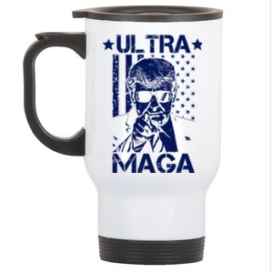 Ultra Maga Donald Trump USA Flag Stainless Steel Travel Mug