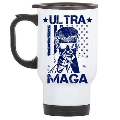 Ultra Maga Donald Trump USA Flag Stainless Steel Travel Mug