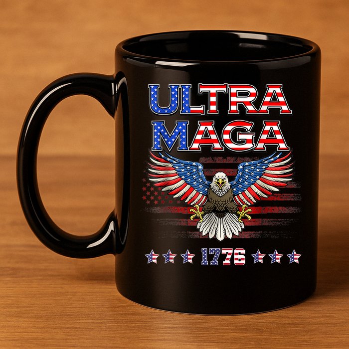 Ultra Mega Eagle 2022, Ultra Maga Tee AMERICAN, FLAG, EAGLE 11oz C Handle Ceramic Mug