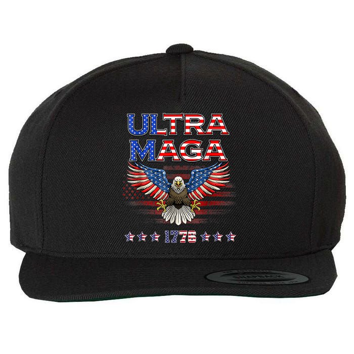 Ultra Mega Eagle 2022, Ultra Maga Tee AMERICAN, FLAG, EAGLE Wool Snapback Cap