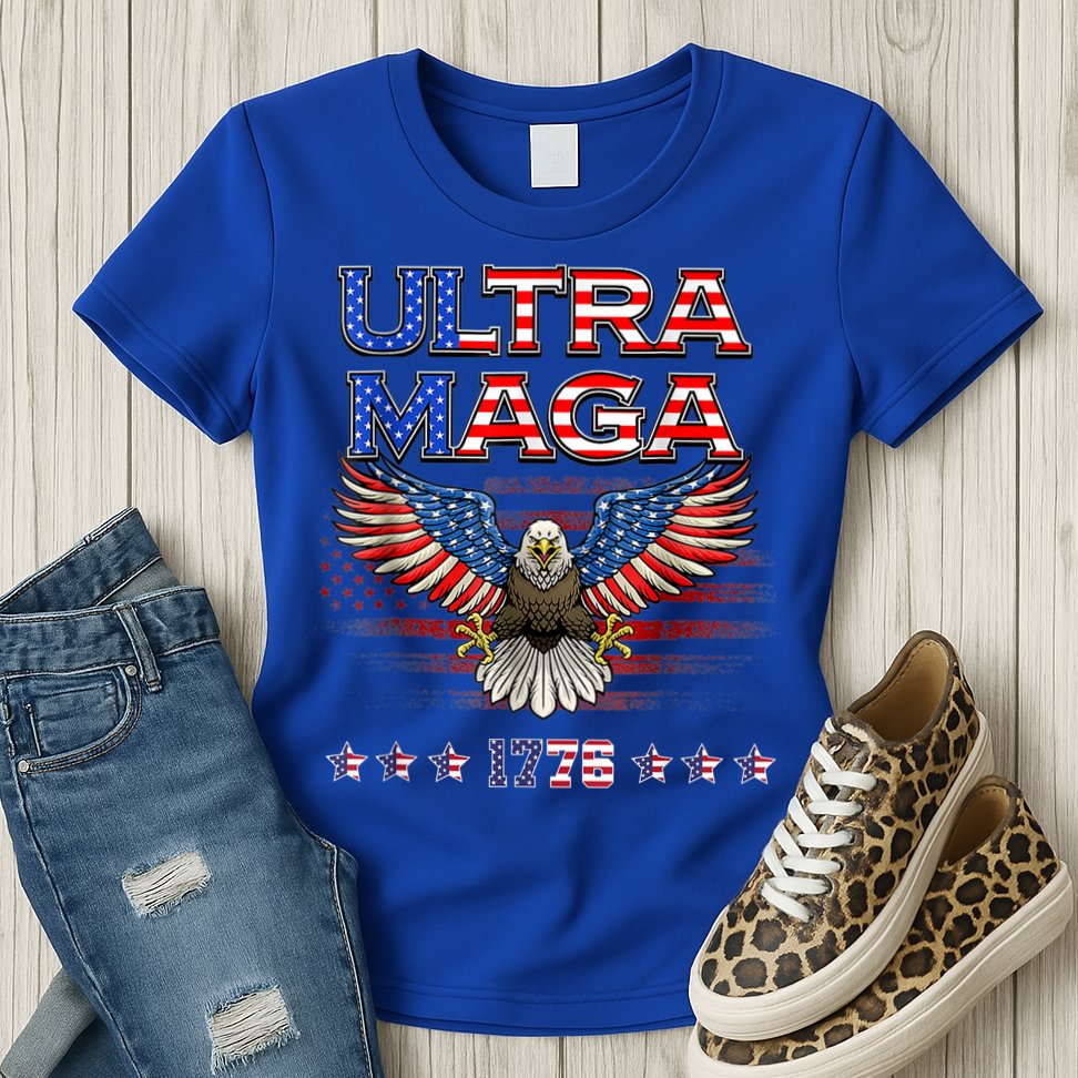 Ultra Mega Eagle 2022, Ultra Maga Tee AMERICAN, FLAG, EAGLE Womens T-Shirt