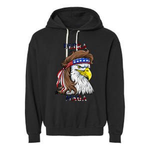 ultra maga eagle mullet merica 4th of july american flag Garment-Dyed Fleece Hoodie