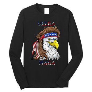 ultra maga eagle mullet merica 4th of july american flag Long Sleeve Shirt