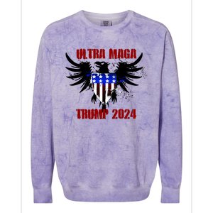 Ultra MAGA Eagle Grunge Splatter Trump 2024 Anti Biden Colorblast Crewneck Sweatshirt