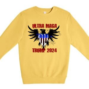 Ultra MAGA Eagle Grunge Splatter Trump 2024 Anti Biden Premium Crewneck Sweatshirt