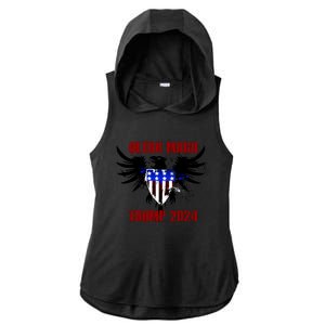 Ultra MAGA Eagle Grunge Splatter Trump 2024 Anti Biden Ladies PosiCharge Tri-Blend Wicking Draft Hoodie Tank