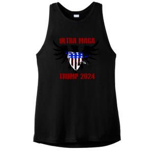 Ultra MAGA Eagle Grunge Splatter Trump 2024 Anti Biden Ladies PosiCharge Tri-Blend Wicking Tank