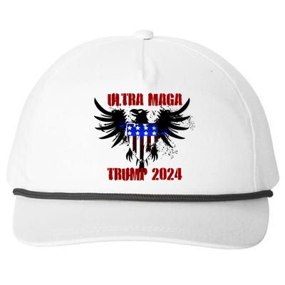 Ultra MAGA Eagle Grunge Splatter Trump 2024 Anti Biden Snapback Five-Panel Rope Hat