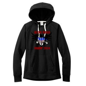 Ultra MAGA Eagle Grunge Splatter Trump 2024 Anti Biden Women's Fleece Hoodie