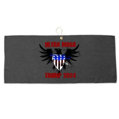 Ultra MAGA Eagle Grunge Splatter Trump 2024 Anti Biden Large Microfiber Waffle Golf Towel