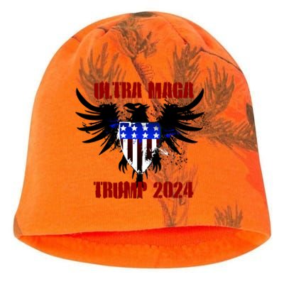 Ultra MAGA Eagle Grunge Splatter Trump 2024 Anti Biden Kati - Camo Knit Beanie