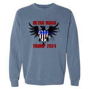 Ultra MAGA Eagle Grunge Splatter Trump 2024 Anti Biden Garment-Dyed Sweatshirt