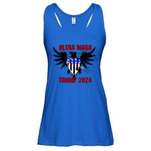 Ultra MAGA Eagle Grunge Splatter Trump 2024 Anti Biden Ladies Essential Flowy Tank