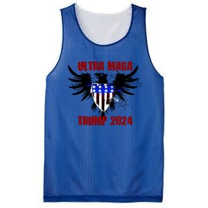 Ultra MAGA Eagle Grunge Splatter Trump 2024 Anti Biden Mesh Reversible Basketball Jersey Tank