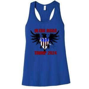 Ultra MAGA Eagle Grunge Splatter Trump 2024 Anti Biden Women's Racerback Tank