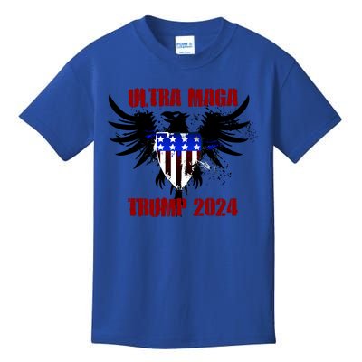 Ultra MAGA Eagle Grunge Splatter Trump 2024 Anti Biden Kids T-Shirt