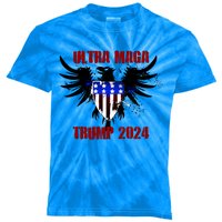 Ultra MAGA Eagle Grunge Splatter Trump 2024 Anti Biden Kids Tie-Dye T-Shirt