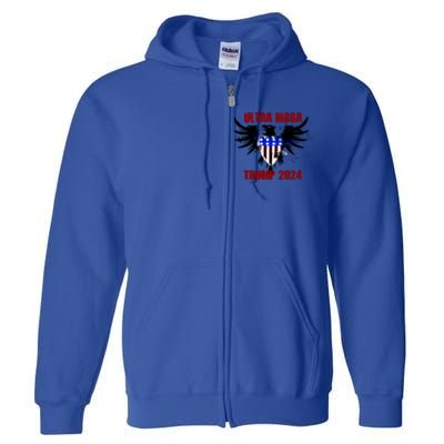 Ultra MAGA Eagle Grunge Splatter Trump 2024 Anti Biden Full Zip Hoodie