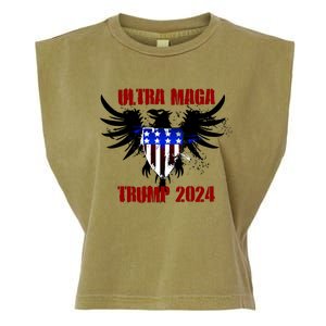 Ultra MAGA Eagle Grunge Splatter Trump 2024 Anti Biden Garment-Dyed Women's Muscle Tee