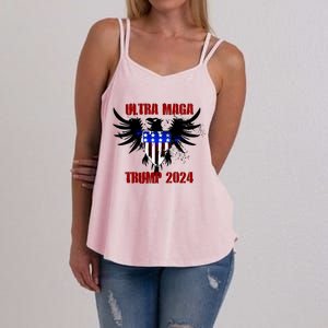 Ultra MAGA Eagle Grunge Splatter Trump 2024 Anti Biden Women's Strappy Tank