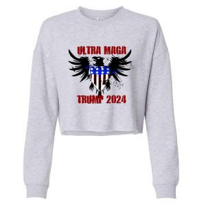 Ultra MAGA Eagle Grunge Splatter Trump 2024 Anti Biden Cropped Pullover Crew