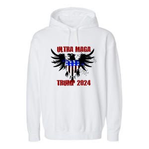 Ultra MAGA Eagle Grunge Splatter Trump 2024 Anti Biden Garment-Dyed Fleece Hoodie