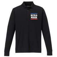 Ultra Maga: Embrace The Trump 2024 Wave Performance Long Sleeve Polo