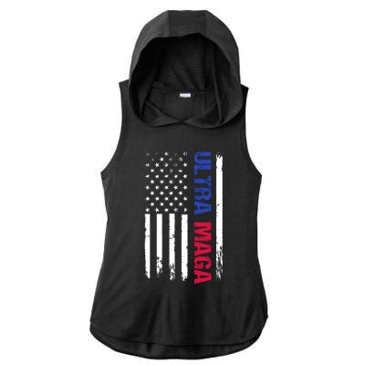 Ultra Maga Flag Ladies PosiCharge Tri-Blend Wicking Draft Hoodie Tank