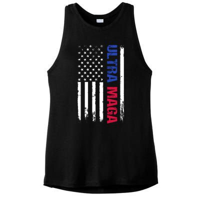 Ultra Maga Flag Ladies PosiCharge Tri-Blend Wicking Tank