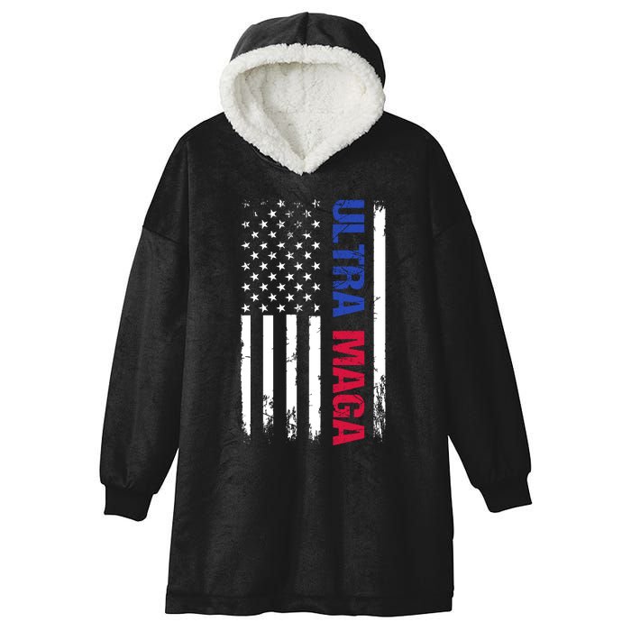 Ultra Maga Flag Hooded Wearable Blanket