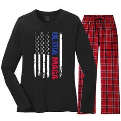 Ultra Maga Flag Women's Long Sleeve Flannel Pajama Set 