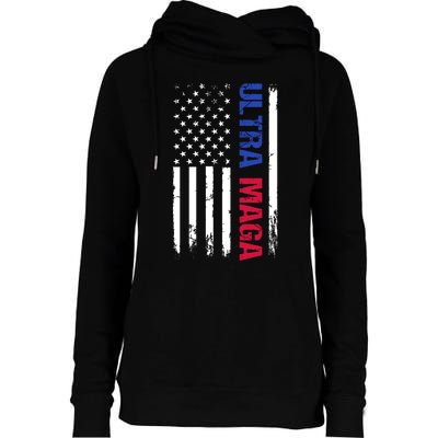 Ultra Maga Flag Womens Funnel Neck Pullover Hood