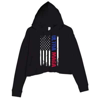 Ultra Maga Flag Crop Fleece Hoodie