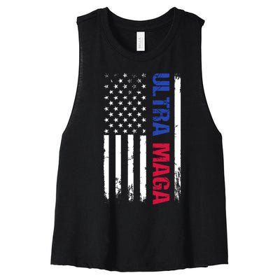 Ultra Maga Flag Women's Racerback Cropped Tank