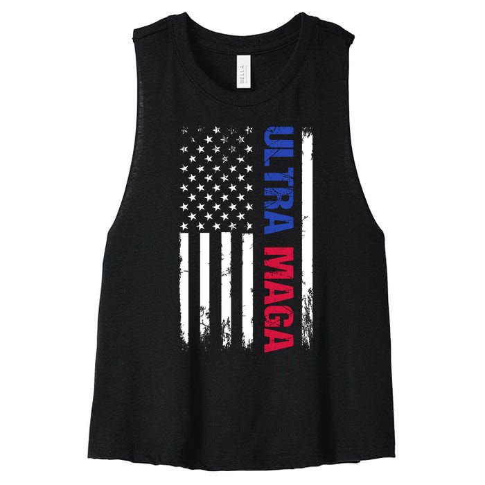 Ultra Maga Flag Women's Racerback Cropped Tank