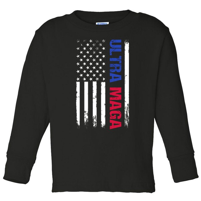 Ultra Maga Flag Toddler Long Sleeve Shirt