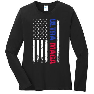 Ultra Maga Flag Ladies Long Sleeve Shirt